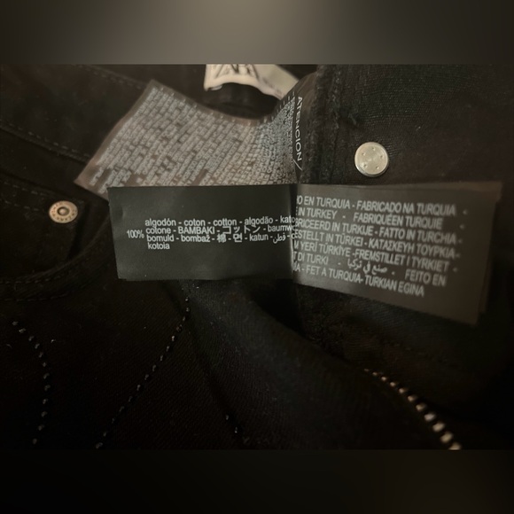 Zara Womens Straight Leg Mid Rise Rhinestone Black Jeans Size US 2/ EU 34 NWT - Picture 12 of 13